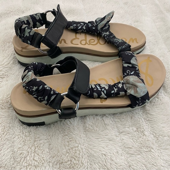 Sam Edelman Ashie Anthropologie Floral Scarf Black Boho Sandals Size 9.5 - Picture 6 of 16